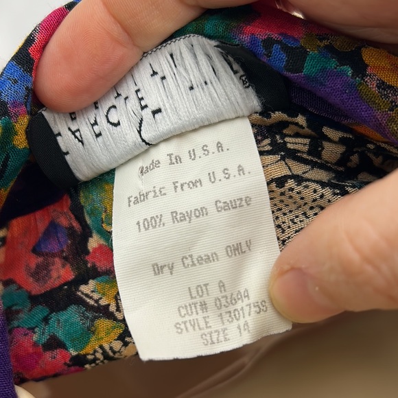 Carole Little petites floral art boho tie front button down long sleeve blouse - Picture 7 of 7